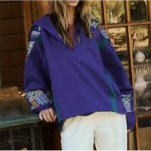 NWT FP Movement Kickoff V-Neck Hoodie in Midnight Navy Combo